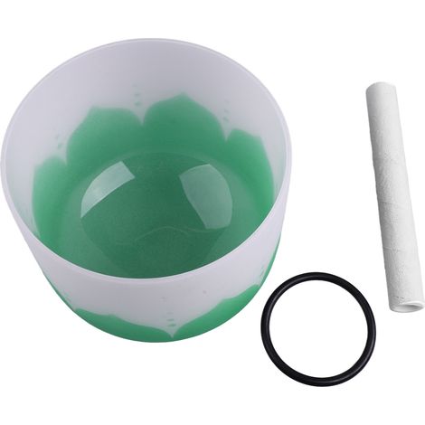 Bol chantant en cristal, motif floral coloré, quartz mat, bol chantant pour la méditation et la guérison sonore, note Fa verte (1/5)