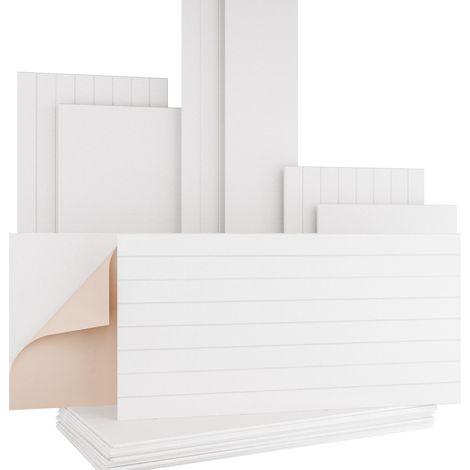 AKUSTIKO Felt Akustikpaneele selbstklebend Filz Wand- & Deckenplatten, schlichte Oberfläche & Lamellenstruktur Weiß: 1 Paneel, V-Groove 120x60cm (1/5)