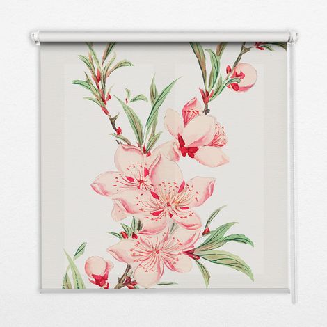 Tenda a Rullo Interna per Finestra - Tenda Filtrante Luce - Tenda Privacy - Tenda Decorativa Rettangolare - Rullo per Interni - (100 cm x 100 cm) - Fiore rosa (1/5)