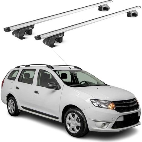 OMAC Dachträger Aluminium TÜV geprüft für Dacia Logan MCV Kombi 2007-2020 – Für Standard Dachreling – T Nut – Max 90 kg – 2 Schlösser Silber (1/5)