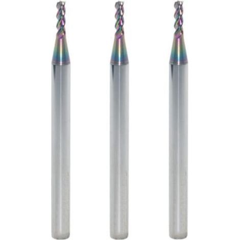 Fraise carrée en carbure de tungstène de 2 mm pour applications aluminium et cuivre, 3 dents, longueur 50 mm, queue de 4 mm, revêtement DLC, fraises CNC (3 pièces)