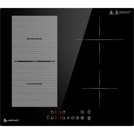Induktionskochfeld 60cm mit Flexzonen, 4 Zonen Induktionskochplatte mit Boost-Funktion und 9 Leistungsstufen, Pausenfunktion, Timer, Sicherheitsschloss, Überhitzungsschutz, BBQ, 7200W (1/5)