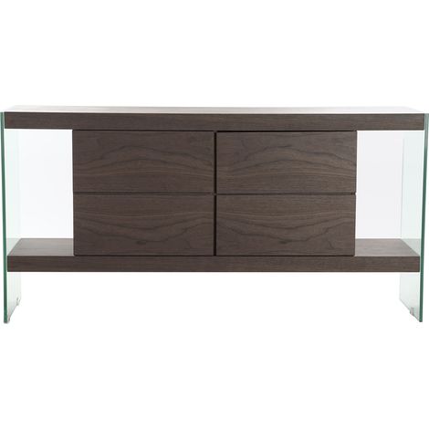 Commode en bois avec 4 tiroirs - Largeur 160 x Hauteur 80 x Profondeur 45 cm -PEGANE- (1/4)