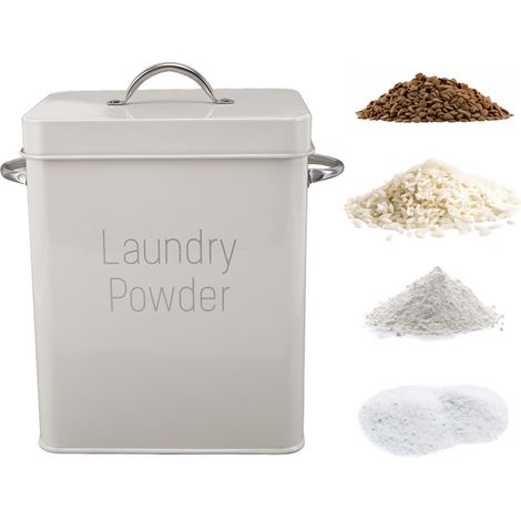 Boîte de Stockage Métallique Laundry Room Container
Sturdy stainless steel container (20x16x11.7cm) with spoon and handles for detergent, rice, dog food - 1.5kg capacity (1/5)