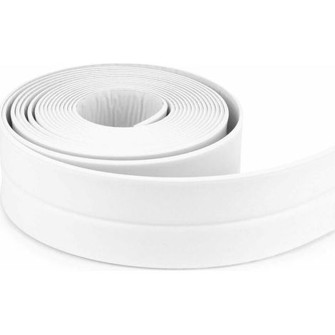 Bathroom sealing strip, white silicone sealant, PE self-adhesive bathtub tape, kitchen corner caulking, scissors included (320x3.8CM) (1/4)
