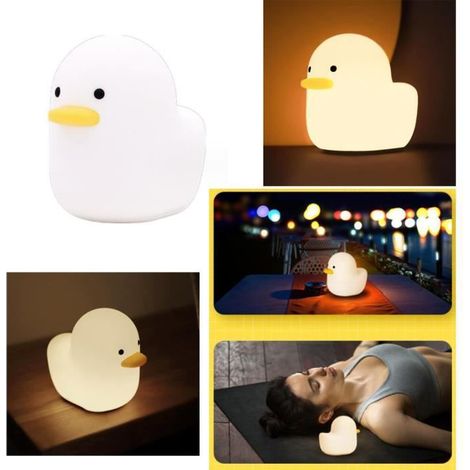 Veilleuse bébé,Lampe de Chevet avec minuteur,Veilleuse Bébé en Silicone Canard,Veilleuse endormie Enfant,pour camping,Chambre,maison (1/4)