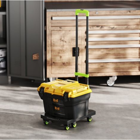 Carro de transporte plegable 49x35x102 cm, metal verde, asa regulable – MEUBLIV (1/5)