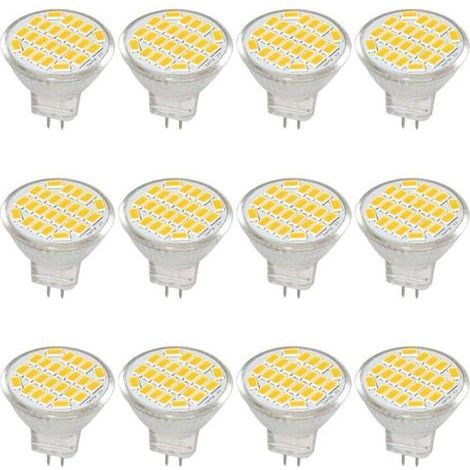 Lampadina LED MR11 GU4, alimentazione DC/AC 10-30V, 3W, 12V, 24V, equivalente a lampadina alogena da 30W, luce bianca calda 3000K (confezione da 12) (1/5)