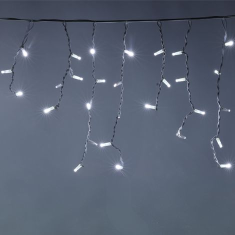 Koem cascata di stalattiti tenda a pioggia 3x0,5 mt con 114 luci di Natale a Maxi Led Bianco Freddo con flash Bianco Ghiaccio IP65 professionale per esterno e interno Bianco Freddo 3x0.50 metri - 114  (1/5)