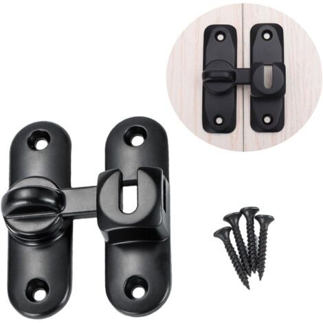 Serrure de porte coulissante à 90 degrés en acier inoxydable avec vis, pour cuisine, chambre, salle de bain, noir (1/5)