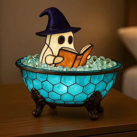 Déco fantôme dans la baignoire, veilleuse LED pour Halloween, ambiance magique et douce