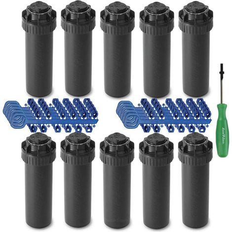 Lot de 10 Tête D'arrosage Rotor, Réglable 40-360 Degrés, Système Irrigation Escamotable 10,6 Cm, Pelouse Jardin (1/5)