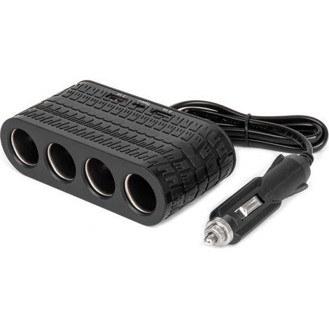 Zigarettenanzünder-Splitter mit Ladegerät, 2x USB-A, 1x USB-C, 12V/24V, 120W, 80cm, amio-04367 (1/5)