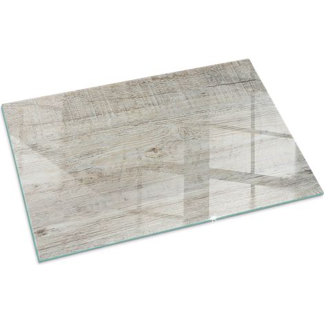 Plaque Rectangulaire de protection de sol en verre trempé pour cheminée et poêle à bois pare-feu contre les étincelles Texture bois clair 100x70 cm (1/5)