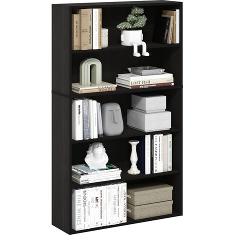 Étagère, Bibliothèque À 5 Niveaux avec Étagère Ouverte, 9,4 X 31,5 X 52,7 Cm, pour Salon, Chambre, Bureau, Couleur Expresso. (1/5)