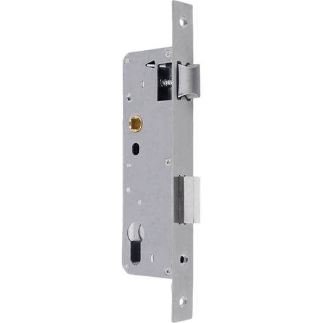 Serrure à cadre tubulaire en acier inoxydable - Serrure à encastrer pour le travail du métal - Distance : 85 mm - Cylindre de serrure de porte - Serrure de porte avec languette en U - Pour portail de (1/5)