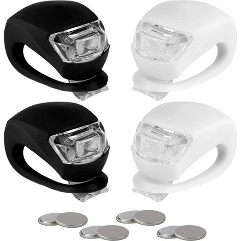 LED-Fahrradbeleuchtungsset, bestehend aus LED-Fahrradlichtern zum Fahren, vorderen und hinteren Warnblinkern, 4-teiliges Set.
