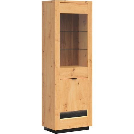 Vitrine 2 portes avec LED Glenn Bois et Noir (1/5)