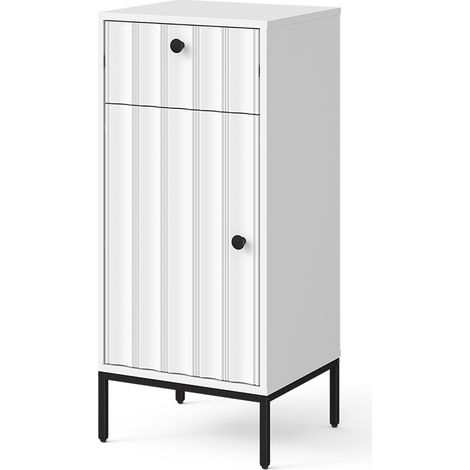 Meuble salle de bain Eliza, Blanc cannelé, 40x87cm, Vicco