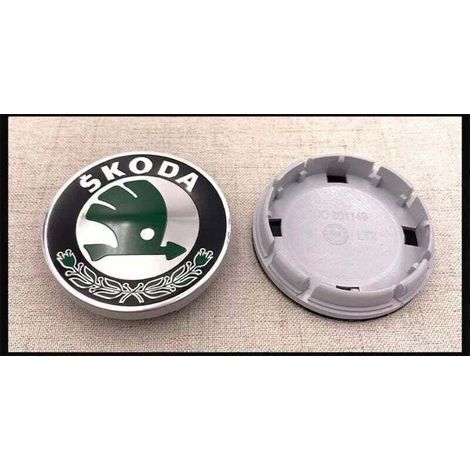 4-teiliges Radkappenset, Radkappen, Radzierblenden, Radkappensatz, Radnabenabdeckungen mit Logo, universelle Radnabenabdeckung, Grün (56 mm)
