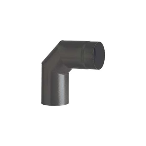GOMITO 90  ° PORCELLANATO PER STUFE A LEGNA NERO OPACO ALA SMALTO TOP   EE ¸ mm.130    ALA
