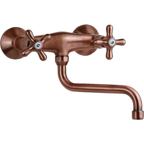 Paffoni Iris IRV161RM Serie Wandspüle mit schwenkbarem Kupferauslauf Messing - Rostig (1/2)