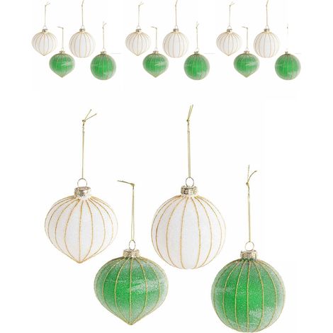 Palline in vetro decorato per albero di Natale - Set 12 pezzi, diametro 8 centimetri (1/3)