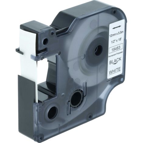 vhbw Label Tape compatible with Tyco T107M Label Printer 5.5m x 12 mm, Black on White, Polyester (1/5)