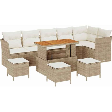 Maison Exclusive - Set Divano da Giardino con cuscino 10 pcs beige e panna