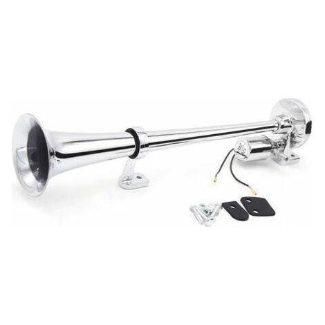 Kit De Haut-Parleur A Klaxon A Air Chrome Trompette A Tube Unique 150Db 12 V/24 V Universel Pour Camion De Train, Argent (1/5)