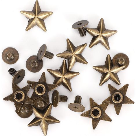 Rivets en forme d'étoile, accessoires de décoration pour vêtements et chaussures, avec vis, 14 mm, bronze