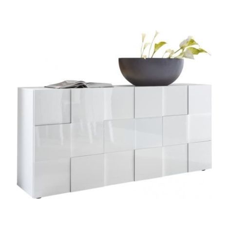 Buffet 3 portes 181 cm - Blanc laqué brillant - Style contemporain - MILANO (1/5)