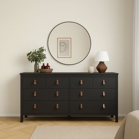 Dmora - Credenza Josette, Buffet da soggiorno, Madia da salotto, Dispensa da cucina, 160x38 h80 cm, Nero (1/5)