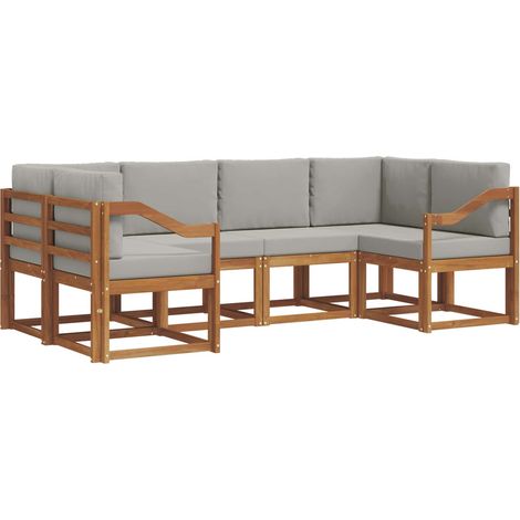 Conjunto de sofás de exterior 6 pcs Gris Natural y Claro vidaXL (1/5)