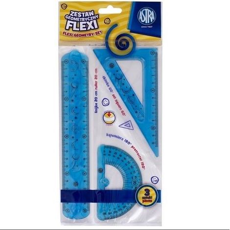Juego de geometría ASTRA Flexi 3 en 1: flexible, para la escuela y el hogar