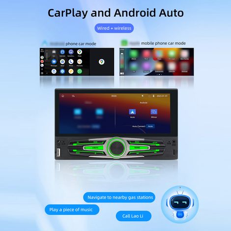 Ortviai Autoradio MP5 6,86 pouces avec Bluetooth 5.1, RDS, Miroir Smartphone et Caméra de Recul – Noir