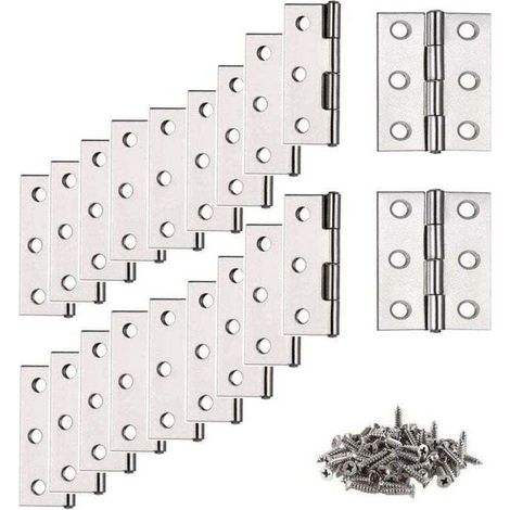 20 Pièces Charnières de Porte Pliables en Acier Inoxydable Charnières Piano Armoire avec Vis Paumelle Meuble pour Maison (1/4)