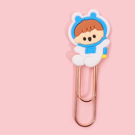Bookmark Clips Cute Cartoon Pattern Metal Soft Rubber Light Portable Office Clips for Classification Astronaut Boy (1/5)