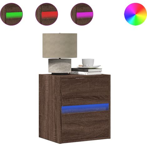 Maison Exclusive - Wand-Nachttisch mit LED-Leuchten Braun Eichen-
