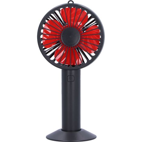 Ventilateur électrique portable à 4 pales et 3 vitesses réglables, rechargeable par USB, avec base (noir) (1/5)