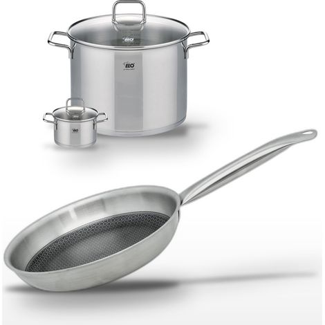Lot de 2 Faitouts 12/26 cm et Poêle 28 cm Elo Relief Solution (1/5)