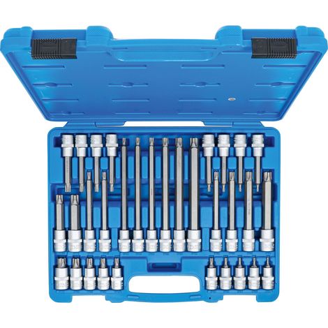 BGS Set di inserti per avvitatori, attacco quadro interno 12,5 mm (1/2"), profilo TPS (per Torx Plus) con foro TPS20 - TPS70, 32 pezzi - 5191. (1/3)