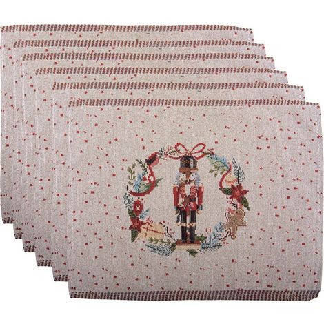Set de 6 Sets de Table en Polyester Beige 33 x 45 cm pour Table à Manger et Repas - PANGIVO (1/2)