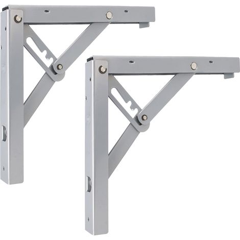 Paar Schwerlast Klappkonsolen Silbergrau 200x185mm 3-stufig einstellbar Stahl (1/5)