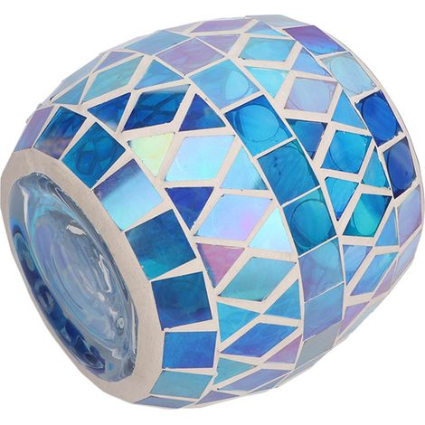 Bougeoir en verre mosaïque violet-bleu, coupelle à bougie parfumée romantique à faire soi-même, porte-bougie chauffe-plat, décoration de salon. (1/5)
