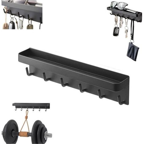 1 portachiavi da parete con 6 ganci, portachiavi, organizer per chiavi, porta chiavi, mensola per chiavi per pareti o pali a muro per ingresso (1/5)