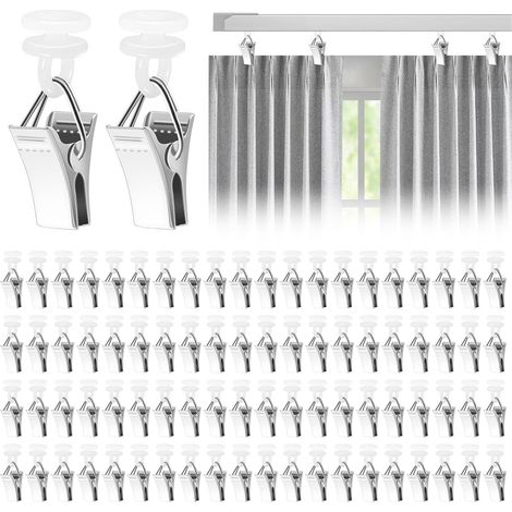100 Pièces Crochet Rideau Rail Glisseurs pour Rail à Rideaux Avec Pinces à Rideaux En Métal Convient pour Rail de Rideau de Douche Porte Et Fenêtre de Diamètre Intérieur Supérieur à 13mm (1/5)