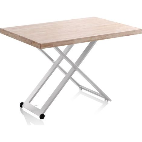 Mesa de centro elevable Lada Blanco - Roble 80cm (ancho) x 76cm (alto) (1/5)
