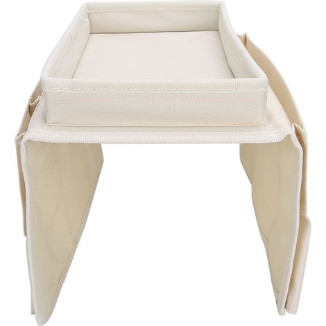 Sofatasche mit 4 Fächern für Fernbedienungen, Tablet, Handy, mit Getränkehalter, beige, Armlehnen-Organizer für Sessel (1/5)