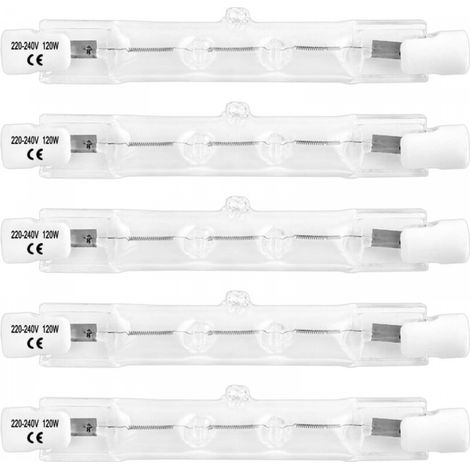Ampoule Halogène R7s 78mm 120W Dimmable, 1800LM Blanc Chaud 2700K, AC220-240V, Projecteur à Double Extrémité R7s pour Plafonniers, Lumière de travail de sécurité, Éclairage paysager, 5 pièces (1/5)